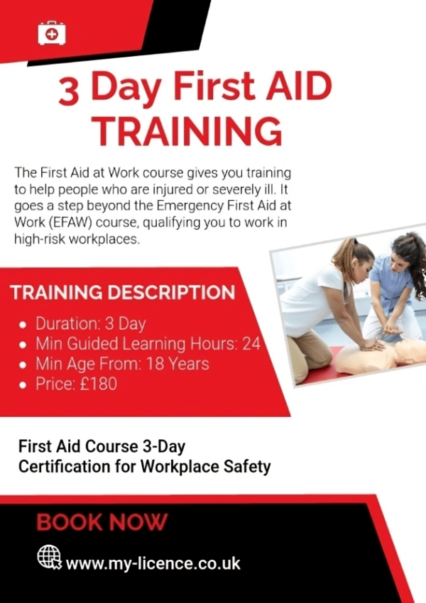 First aid at work course (3day) in London & Essex First aid at work course (3day) in London & Essex